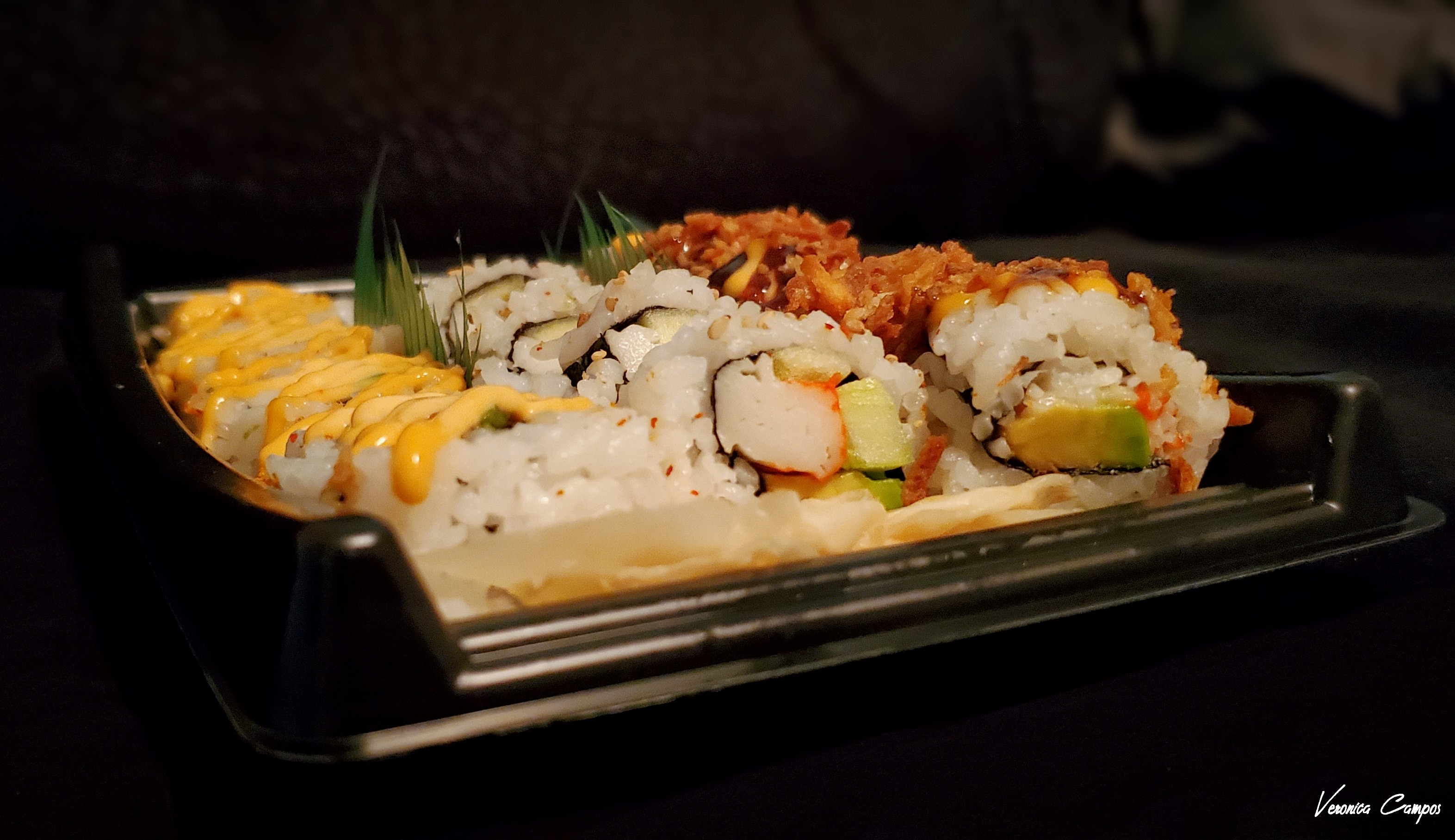 Sushi from a close up perspective. Photo taken by me.